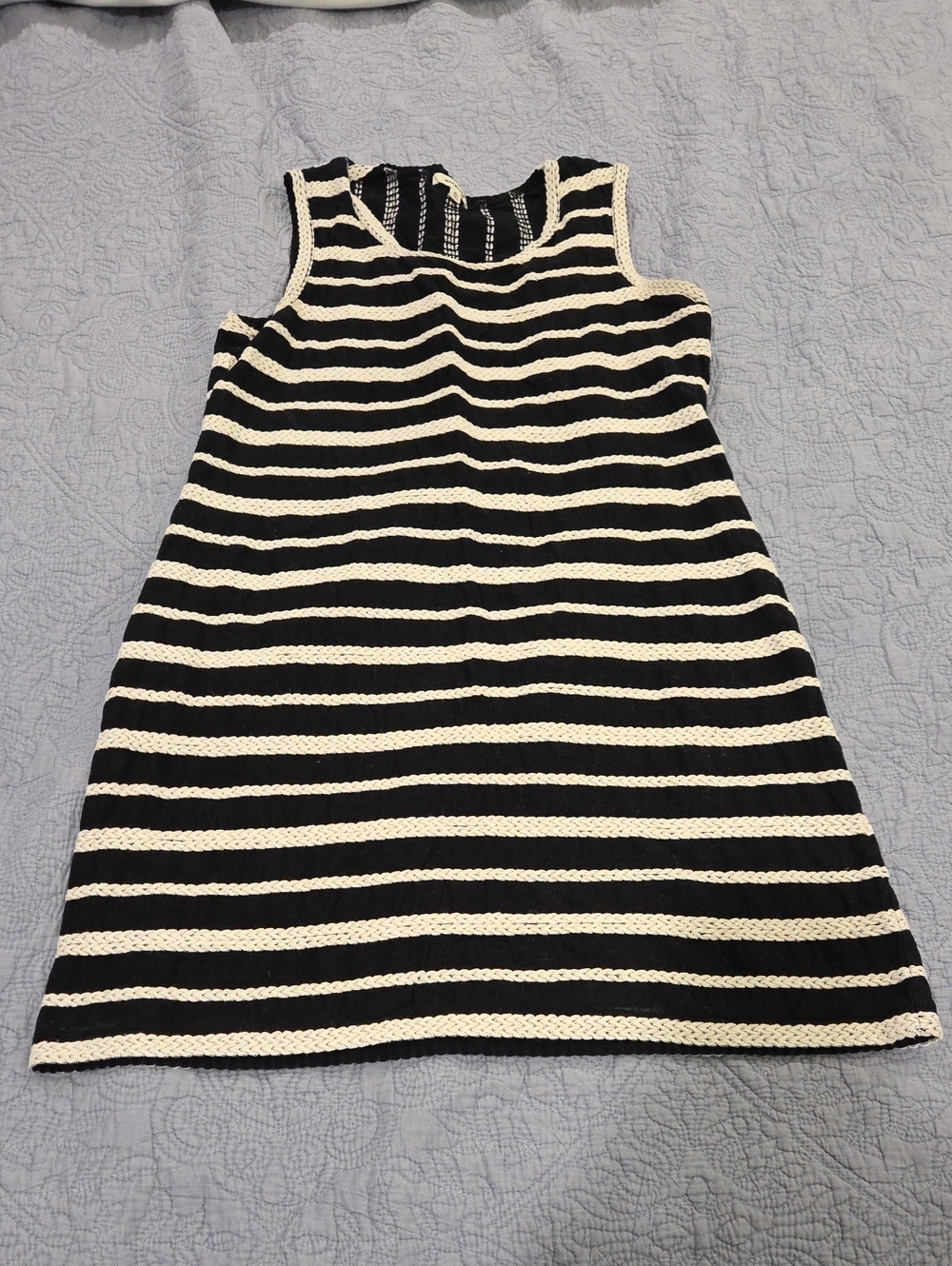 Max Studio Black and White Striped Crochet Mini Dress Size XL!